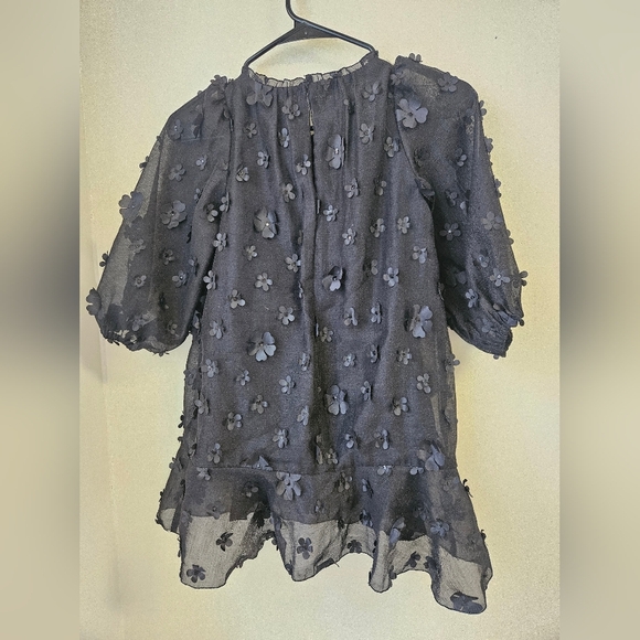 Zara Black Floral Sheer Dress Girls 7year - Picture 2 of 6